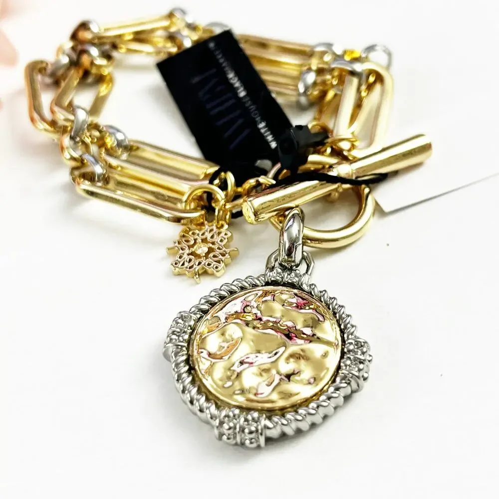 NEW White House Black Market WHBM Mixed-Metal Coin Bracelet